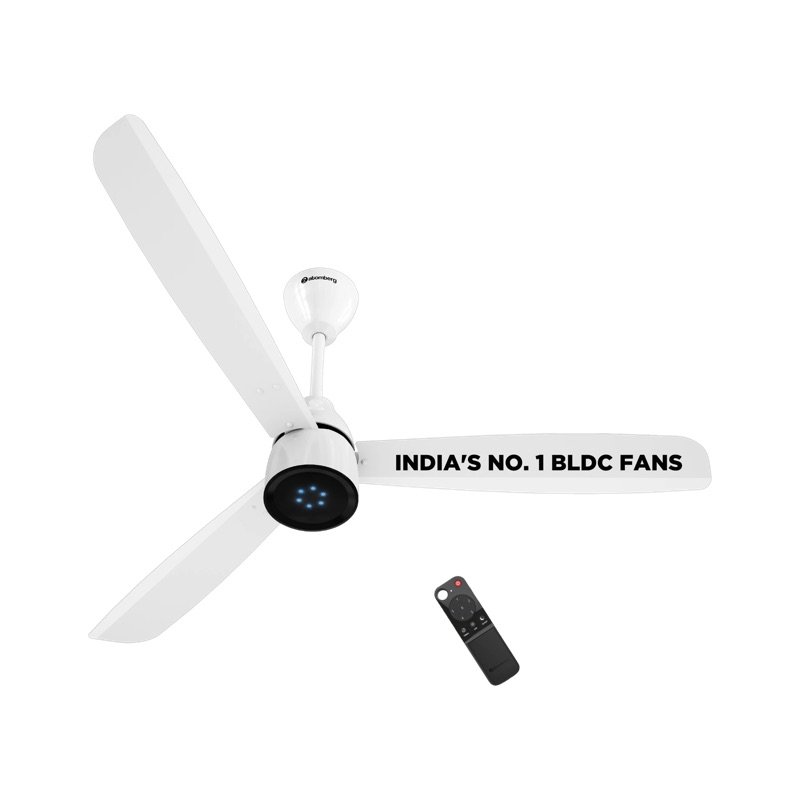 Atomberg Renesa Prime Remote|High Air Delivery|LED Speed Indicator|Low Noise|Sleek Design with 3 Year Warranty BLDC Motor with Remote 1200 mm Ceiling Fan (5 Star | Gloss White | Pack of 1)